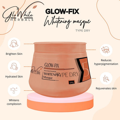 Glow-Fix Whitening Masque jar (Type Dry) with 300g label on front
