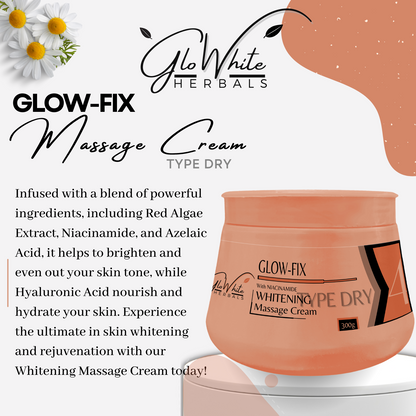 Glow-Fix Whitening Massage Cream, Type Dry, orange Tiegel mit 300g