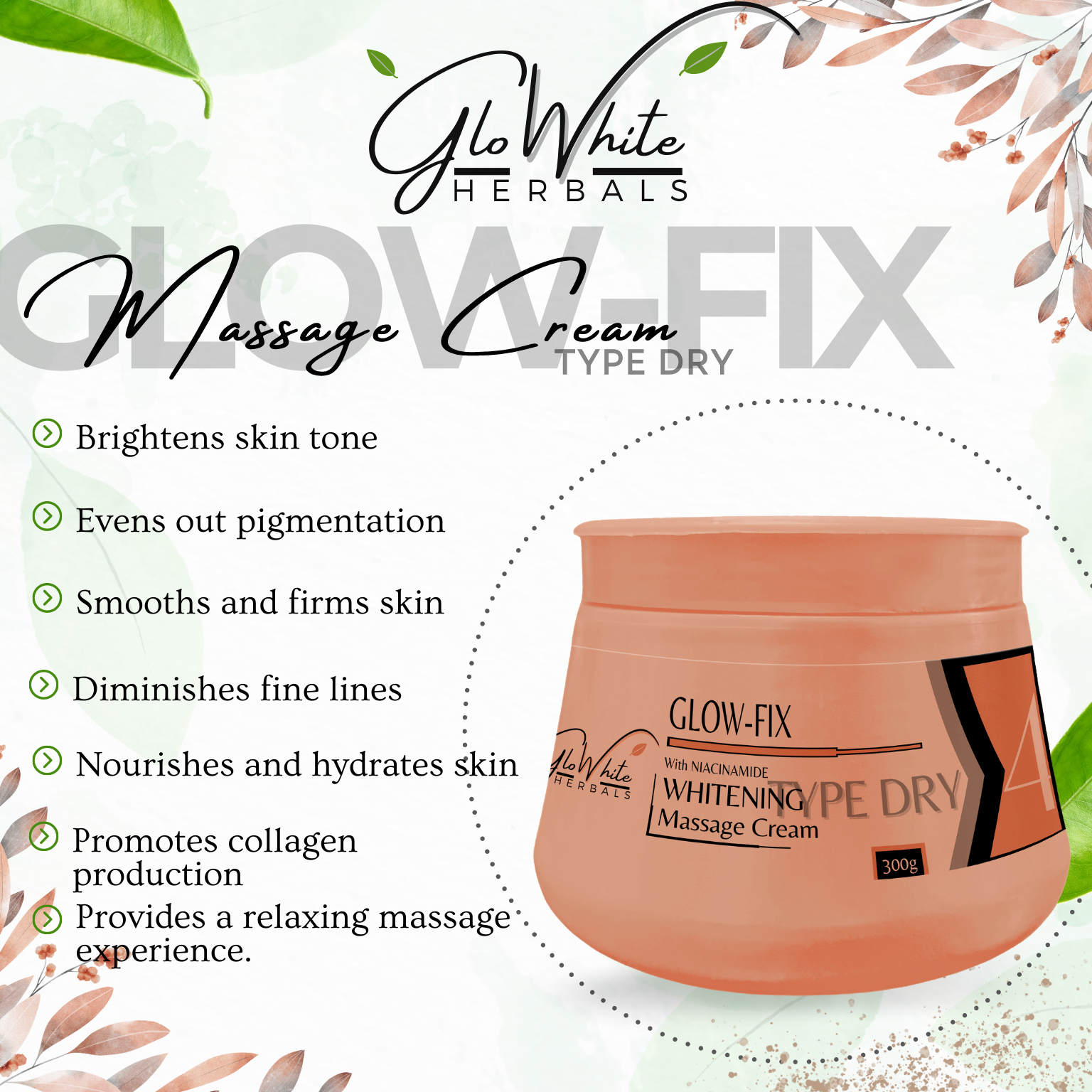 Glow-Fix Whitening Massage Cream GloWhite Herbals