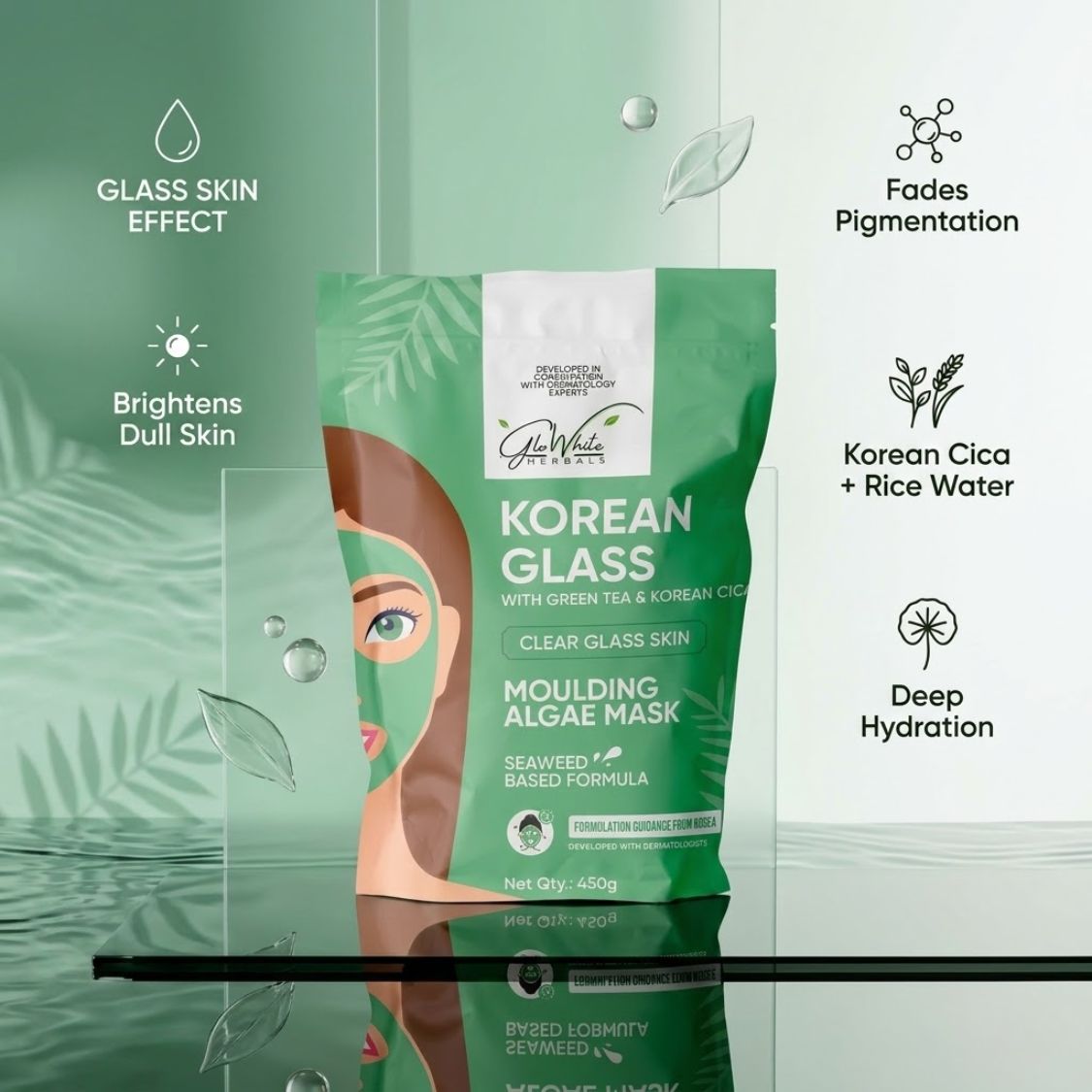 Korean glass seaweed molding mask pouch front, 450g