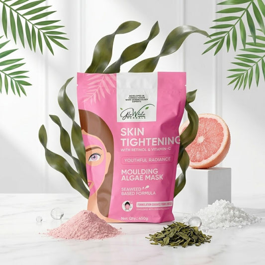 Skin Tightening Moulding Algae Mask sachet, retinol & vitamin C, 450g, pink package