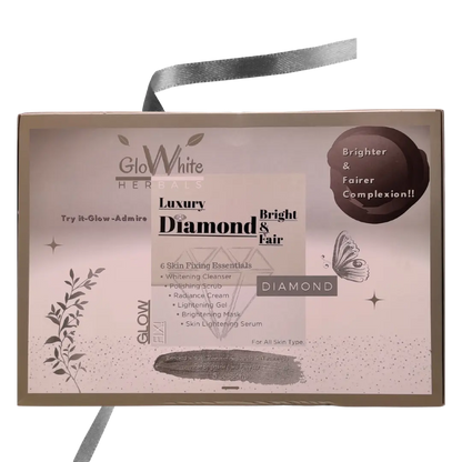 Luxury Diamond Facial Kit box, “Diamond” branding, 6-skin essentials