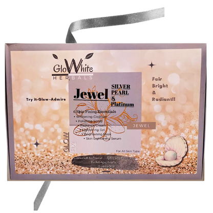 Luxury Jewel Facial Kit box: 6-step skin whitening essentials, Silver Pearl & Platinum
