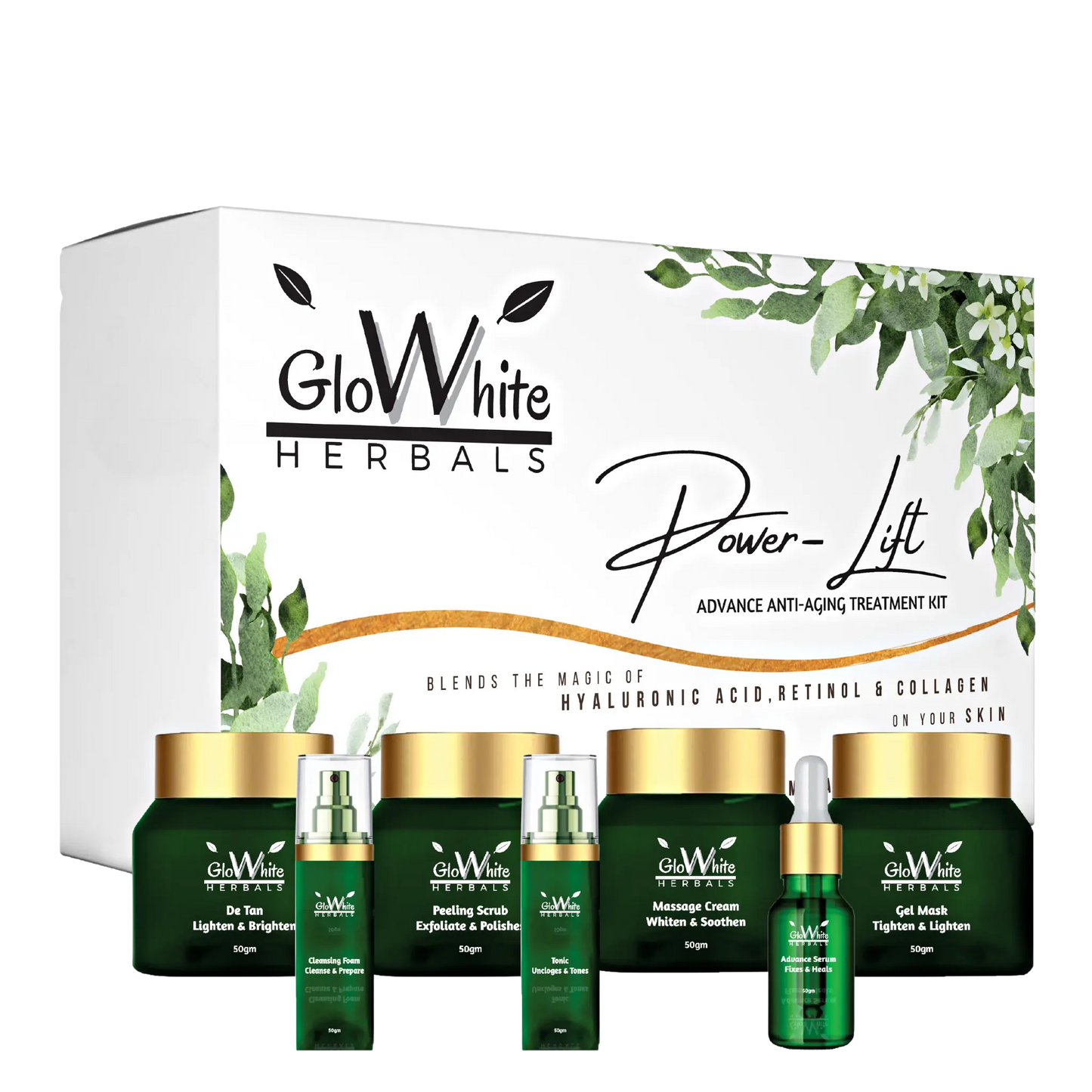 PowerLift Skin Lifting & Tightening Anti Aging Treatment Facial Kit GloWhite Herbals