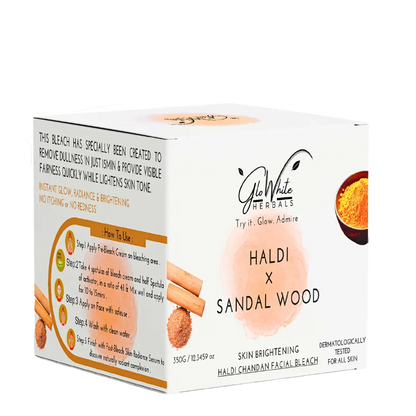 Haldi x Sandal Wood facial bleach box for skin brightening—GloWhite Herbals