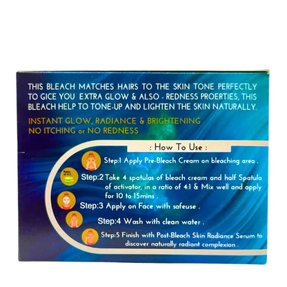 OXY Bleach box back panel with usage steps and illustrated directions