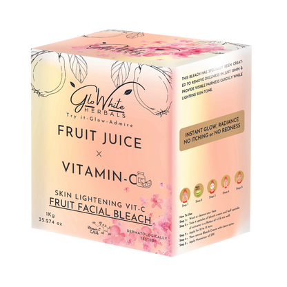 Vitamin-C fruit juice face & body bleach, 1kg box with floral fruit print