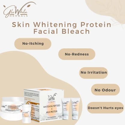 Skin Whitening Protein Facial Bleach with no-itching, no-redness, no-odor badges