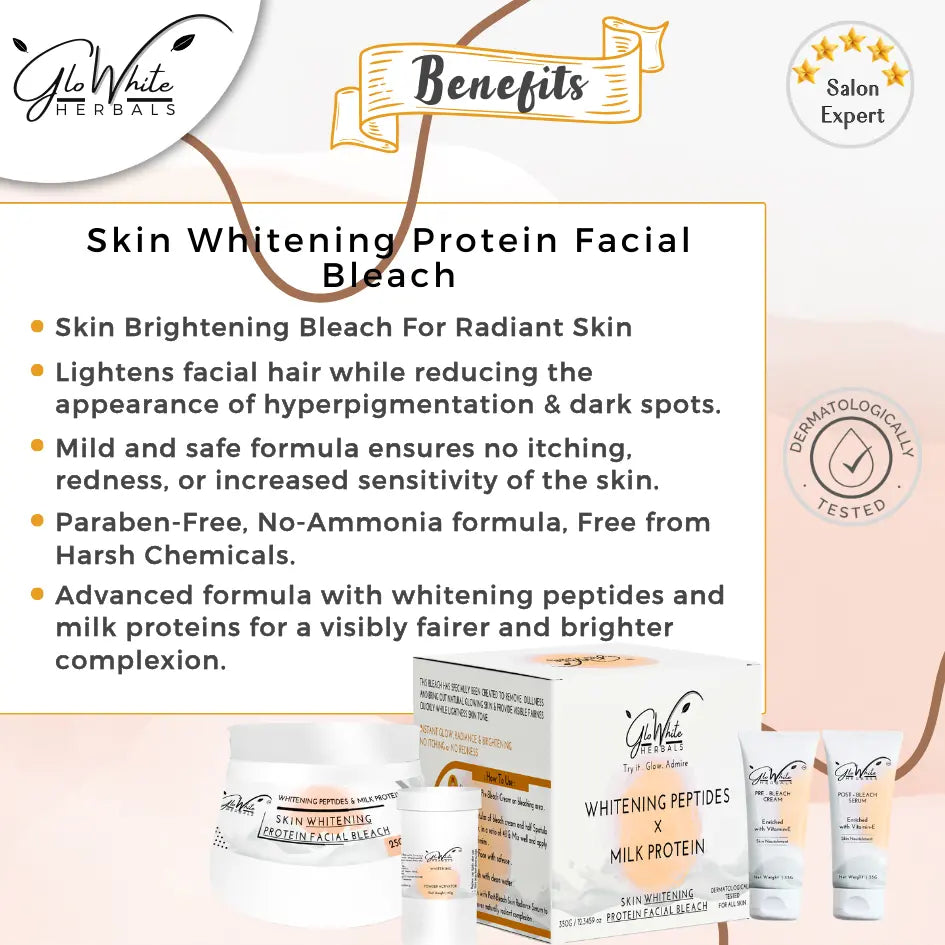 Whitening Peptides Milk Protein Facial Bleach with pre and Post