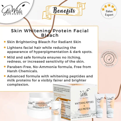 Whitening Protein Facial Bleach set with jars and cream tubes