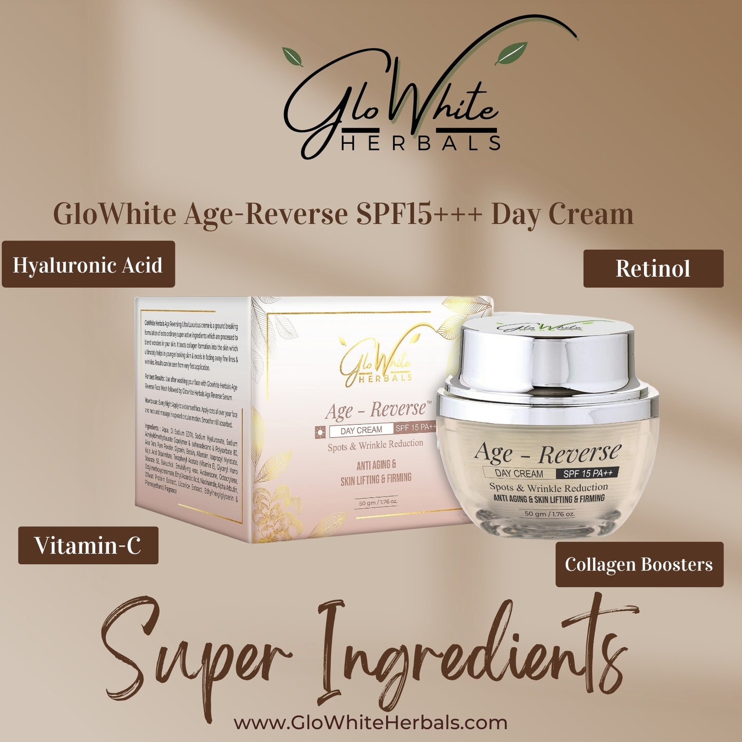 Age Reverse Day Cream with Hyaluronic Acid Retinol & Collagen Booster