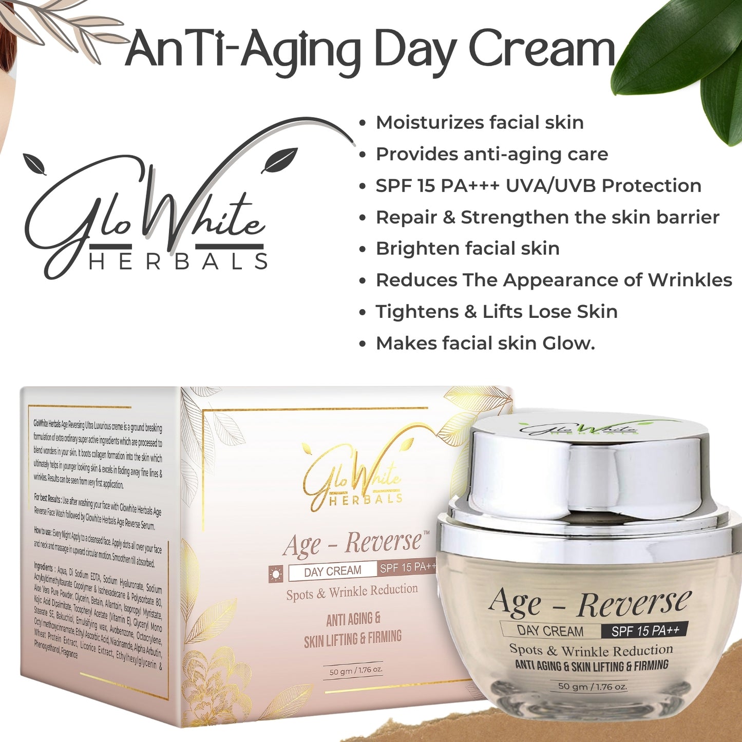 Age Reverse Day Cream with Hyaluronic Acid Retinol & Collagen Booster