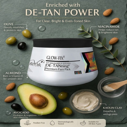 DeTan Face Pack For Tan Removal 500g | Bleach-Free & Ammonia-Free D-Tan Face Mask for Instant Tan Removal