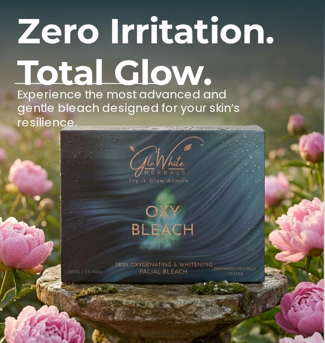 GloWhite Herbals Oxy Bleach box, 360g, skin oxygenating & whitening facial bleach