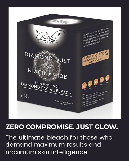 GloWhite Herbals Advance Diamond Bleach For Face | 1st Dermatologically Tested No-Itching Gentle Bleach For men and women | Enriched With Diamond Dust & Niacinamide | 1kg