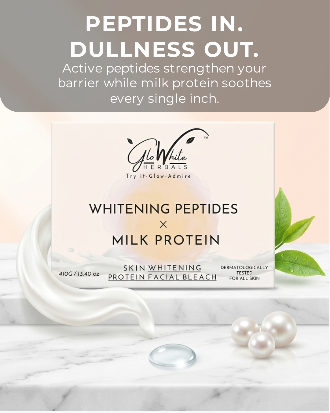 GloWhite Herbals Skin Whitening Bleach For Face For Women | Instant Whitening & Brightening Face & Body Bleach | No-Itching & No-Redness Unisex Formula  | For All Skin type | 410g