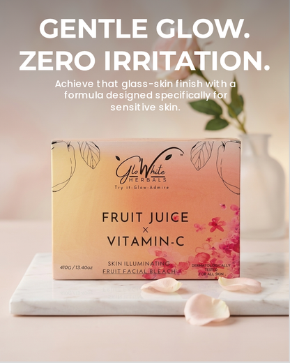 GloWhite Herbals Vitamin-C Fruit Bleach For Face For Women | Instant Brightening & Fairness Face & Body Bleach | No-Itching & No-Redness Formula | For All Skin type | 410g