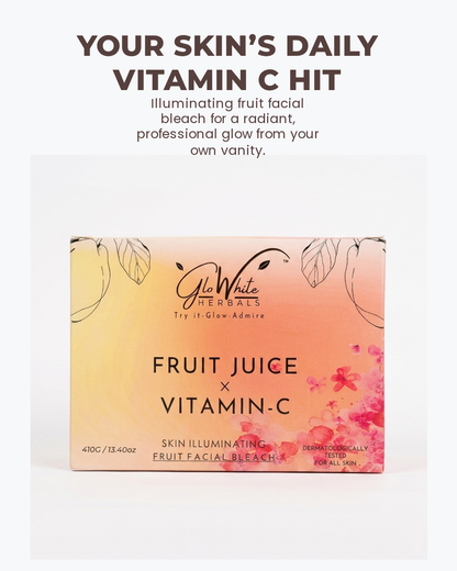 GloWhite Herbals Vitamin-C Fruit Bleach For Face For Women | Instant Brightening & Fairness Face & Body Bleach | No-Itching & No-Redness Formula | For All Skin type | 410g
