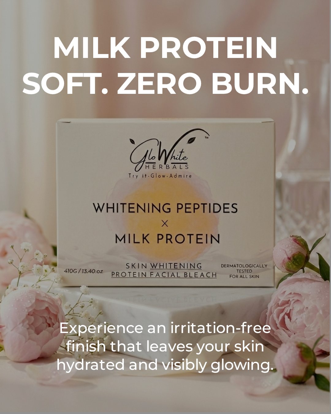 GloWhite Herbals Skin Whitening Bleach For Face For Women | Instant Whitening & Brightening Face & Body Bleach | No-Itching & No-Redness Unisex Formula  | For All Skin type | 410g
