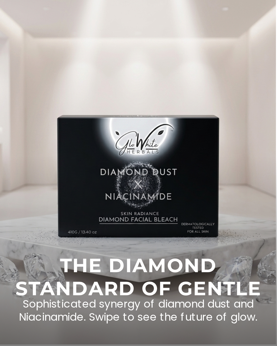 GloWhite Herbals Advance Diamond Bleach | Diamond Dust & Niacinamide | 410g